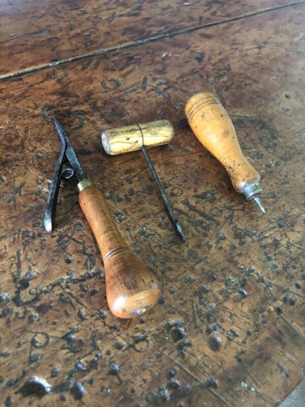 Vintage Tools Tuck Awl Brown Sack Stitcher & Gimlet Antique Price Guide Details Page