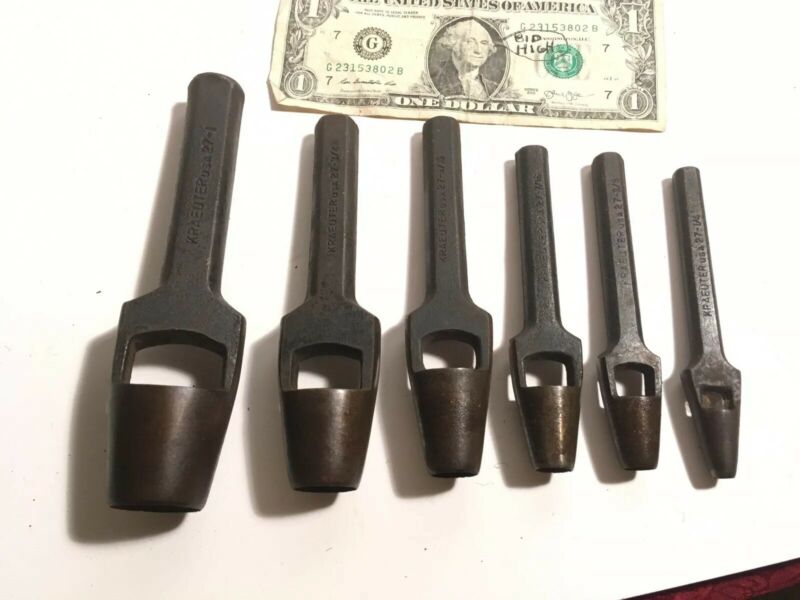 Vintage Set Of KRAEUTER USA Arch Hole Punch Leather Mechanic Plumber