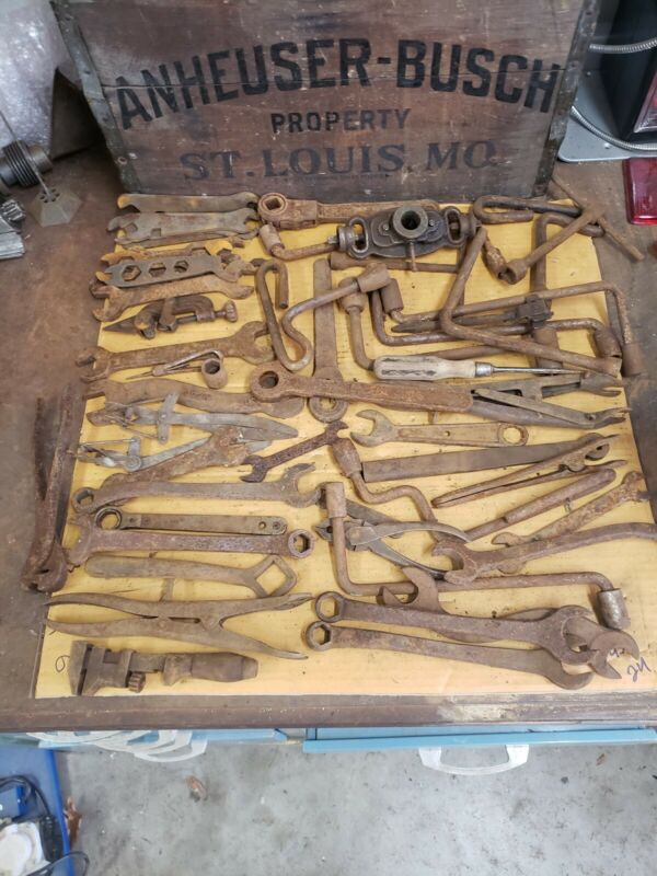 Huge Lot Of Antique Tools Brass Era Car Tool Kit Parts Ect Ford Packard