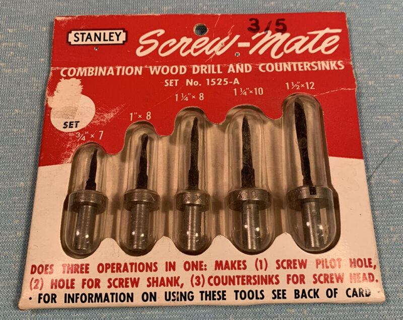 Vintage Stanley ScrewMate Wood Drill Countersinks 1525A Original