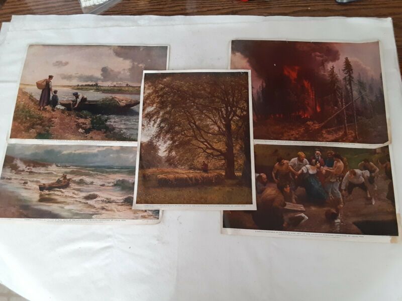 1904 Worlds Fair Famous Paintings In Palace Of Fine Arts 5 Prints 1904-worlds-fair-famous-paintings-in-palace-of-fine-arts-5-prints