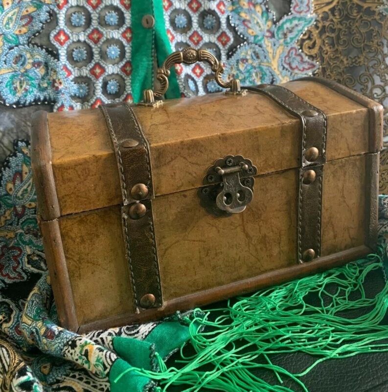 Home Decor Wooden Box Ornament Antique Treasure Chest Jewelry Box Storage Trunk Antique Price