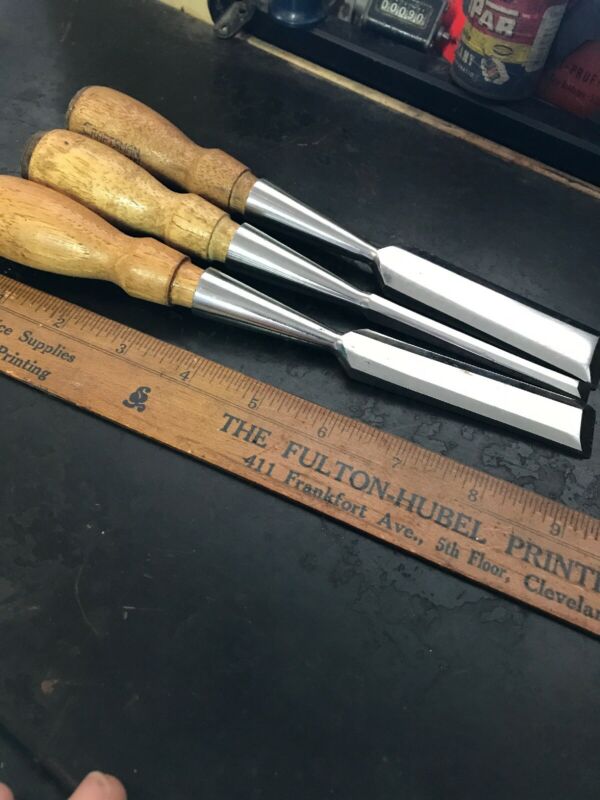 SET OF 3 CRAFTSMAN BEVEL EDGE Socket WOOD CHISELS WOODWORKING TOOL Antique Price Guide