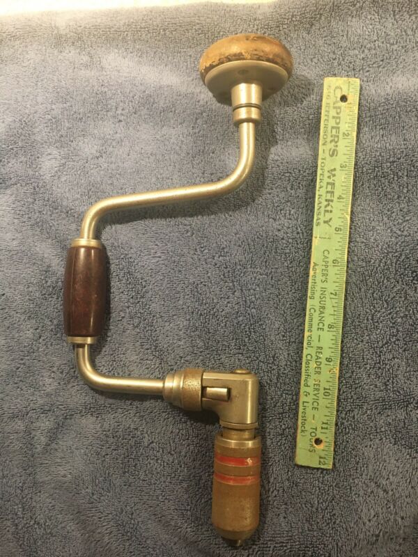 VINTAGE 10â€ Hand Drill Auger Bit Brace CRAFTSMAN Woodworking Antique