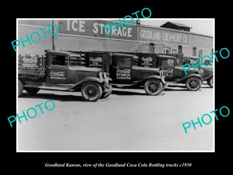 OLD LARGE HISTORIC PHOTO OF GOODLAND KANSAS, THE COCA COLA BOTTLING