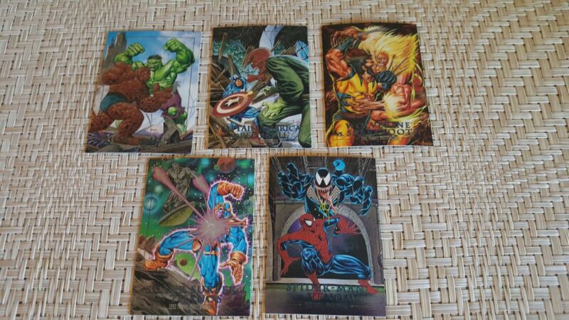 1992 MARVEL MASTERPIECES DYNAETCH FOIL BATTLE SPECTRA 5 CARD INSERT
