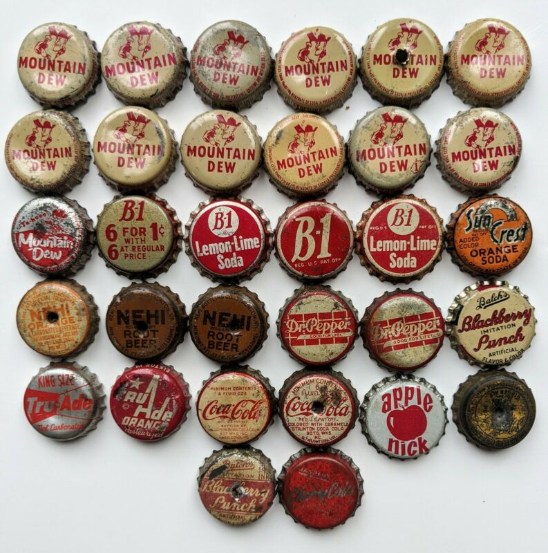 Lot of 32 Vintage Bottle Caps 1940''s-1960''s Mountain Dew, Coca-Cola ...