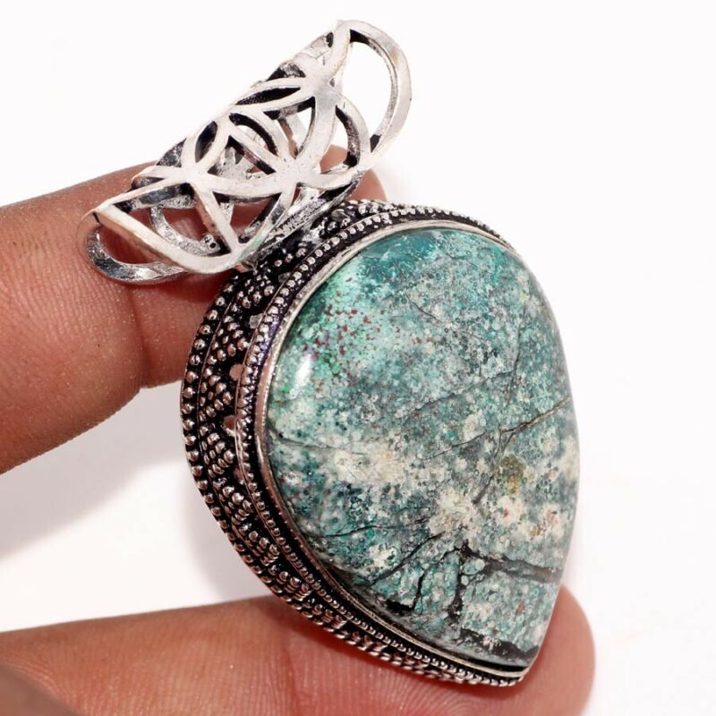 African Turquoise 925 Sterling Silver Plated Antique Design Pendant 2 ...