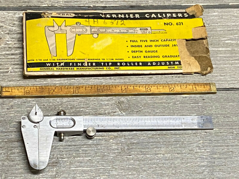 Vintage Veneer Caliper General Hardware Mfg. Co. No. 621 With Original