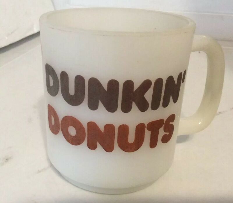 Dunkin Donuts milk glass coffee mug by Glasbake cup Vintage -- Antique ...