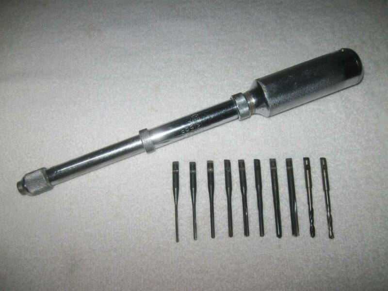 Vintage Stanley Yankee 03043 Push Drill with 8pc Bit Set, 1/16" to 11/