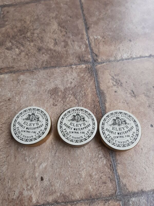 3 Eleys Patentees London percussion cap tin Double Waterproof Central ...