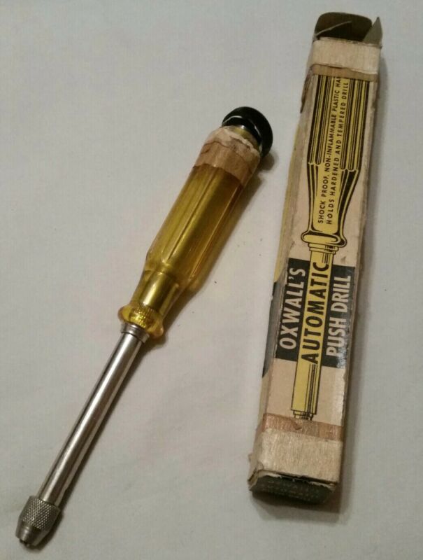 VINTAGE 1950s OXWALLS AUTOMATIC PUSH DRILL "FOR DRILLING WOOD, PLASTIC
