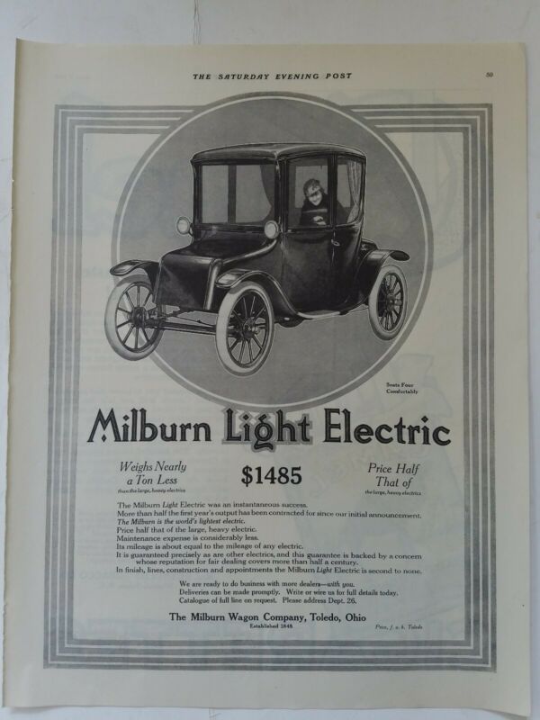 1915 Milburn wagon company light electric motor car Toledo Ohio vintage