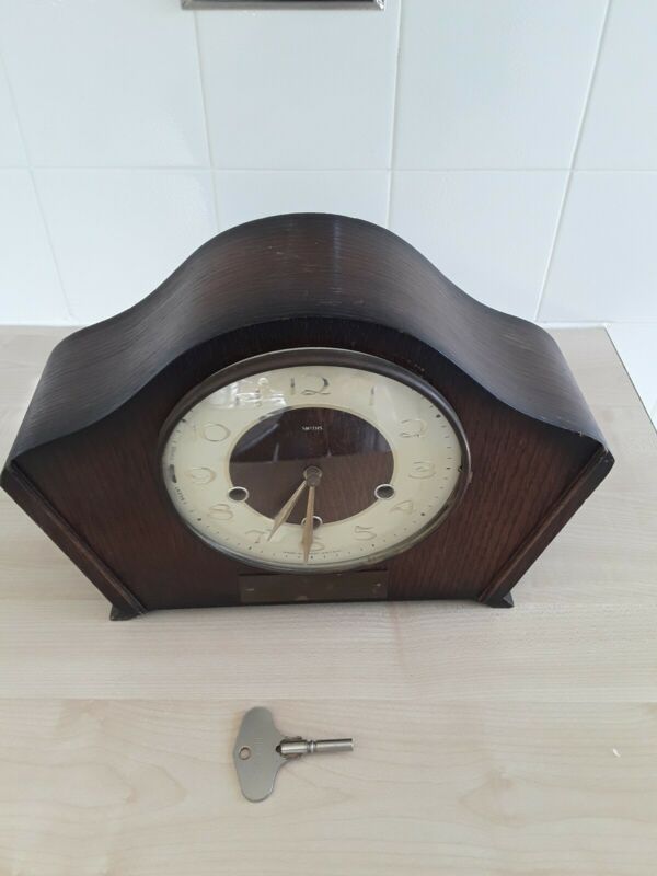 Vintage Smiths Chiming Mantle Clock With Key Spares or Repair