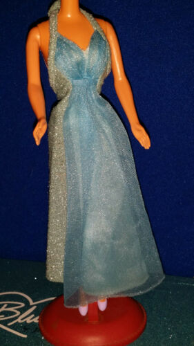 ''77 BEST BUY Superstar Barbie Sparkly Blue Metallic Halter Gown Dress ...