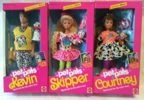 Vintage 1991 Mattel Pet Pals Courtney, Kevin & Skipper Barbie Dolls ...