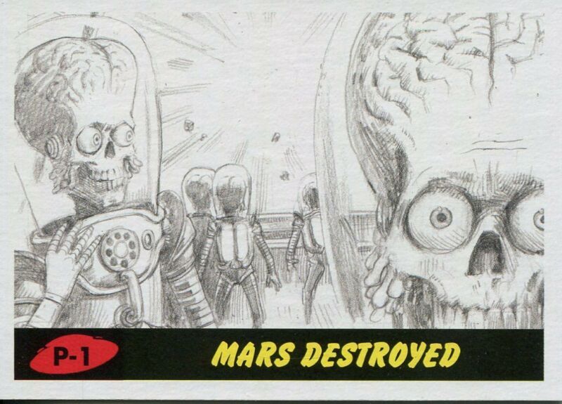 Mars Attacks Revenge Complete Trading Card Pencil Art Set Antique