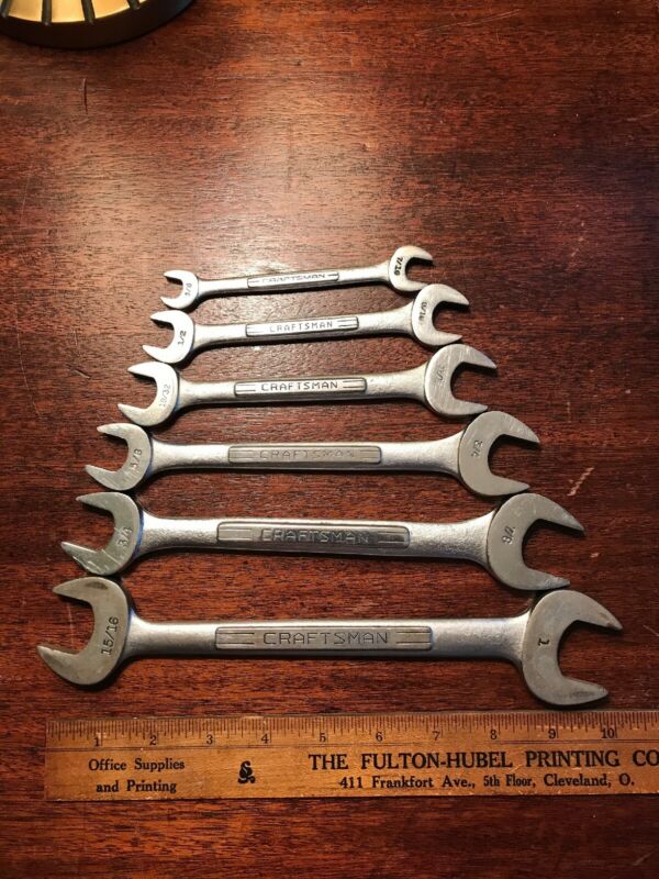 Vintage CRAFTSMAN =V= V SERIES 6 pc DOUBLE OPEN END WRENCH SET Made