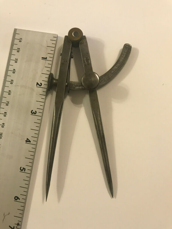 Vintage PEXTO 6" Compass Divider Carpenters Wing Dividers w/ fine adjust Antique Price Guide
