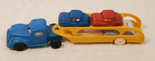 Allied Remold Vintage Plastic Car Carrier. Cab and Trailer plus Four