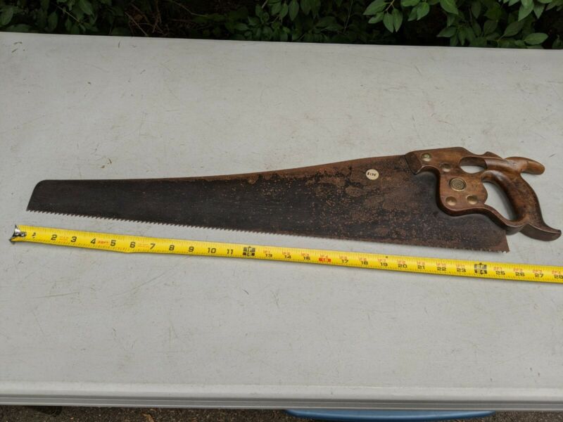 Vintage Disston Thumbhole Rip Hand Saw Antique Price Guide Details Page