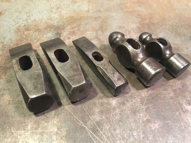Vintage Blacksmithing Hammer Lot With Cross Peen And Ball Peen Hammers