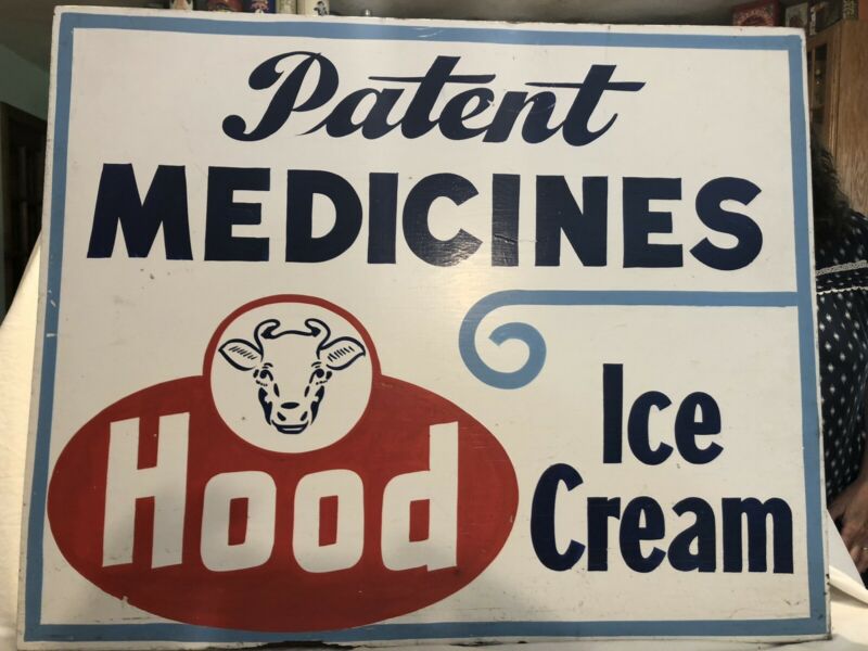 Vintage Pharmacy/Hood Wooden Sign. -- Antique Price Guide Details Page