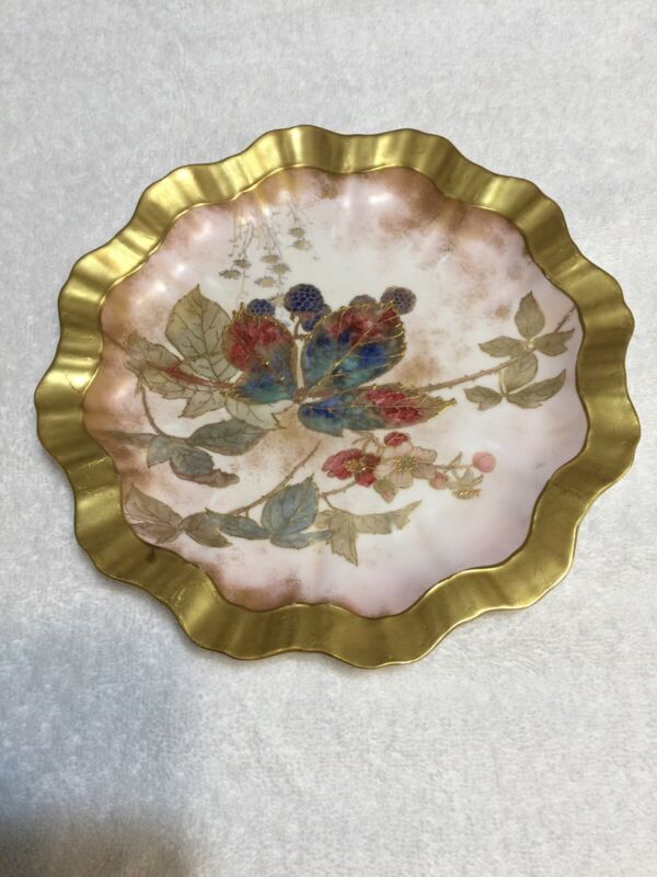 Antique Doulton Burslem Gold Gilt Scalloped Porcelain Floral Plate ...