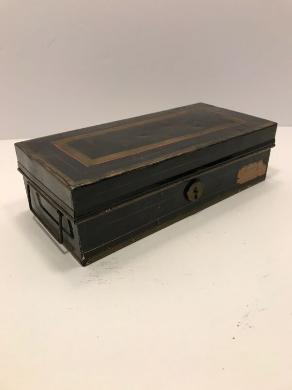 Vintage Tin Document Storage Box With Hinged Lid Antique Metal Bank Lock Box Antique Price