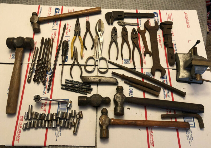 Vintage Tool Lot Of Craftsman & More SocketsWrenchesVisePliersSnips