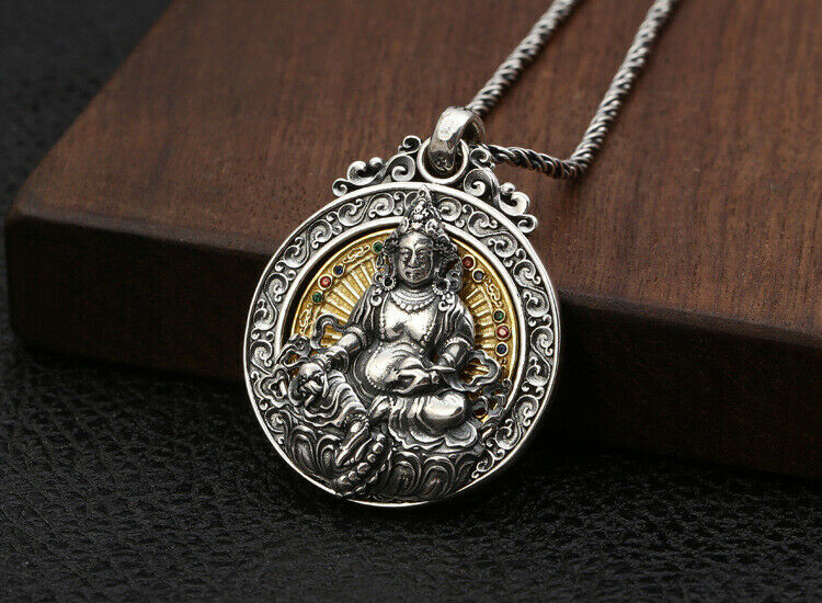 40# Collect Sterling Silver Inlay Copper Carve Personality God of ...