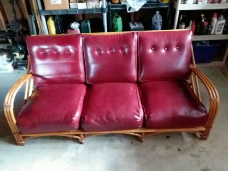 Vintage 1950''s Heywood Wakefield Ashcraft Sofa Original Cushions