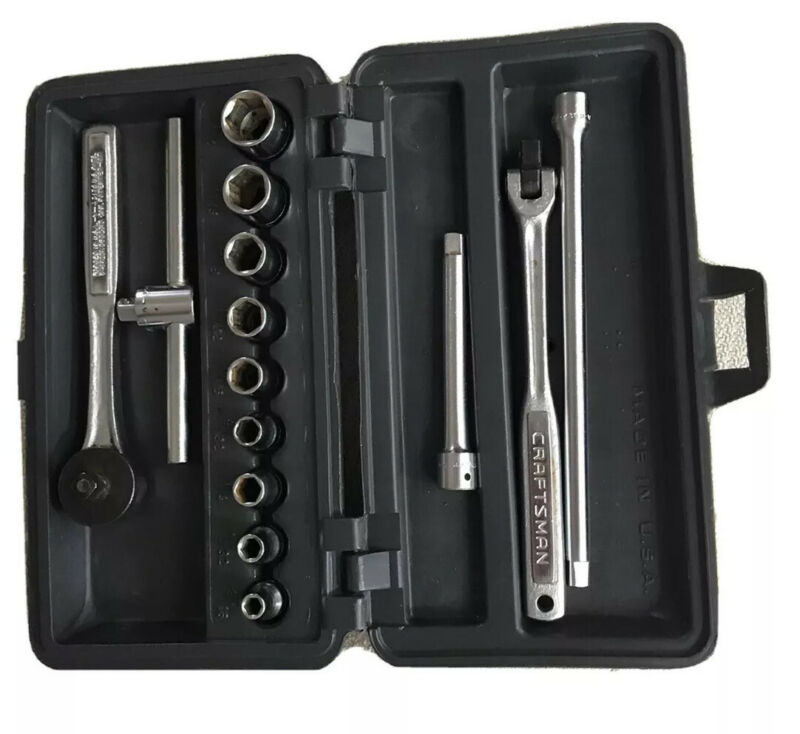 VINTAGE SEARS CRAFTSMAN 1/4 INCH SOCKET WRENCH SET 15 Pcs W/Case