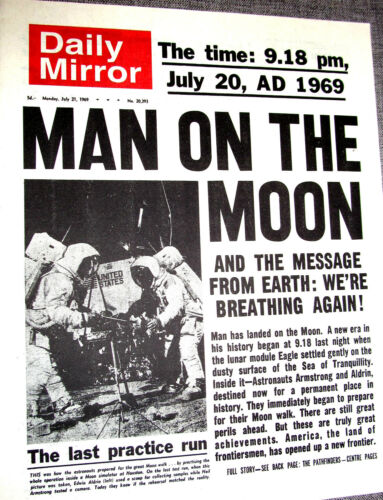 1969 Newspaper Moon Landing Neil Armstrong Sci Fi NASA Space