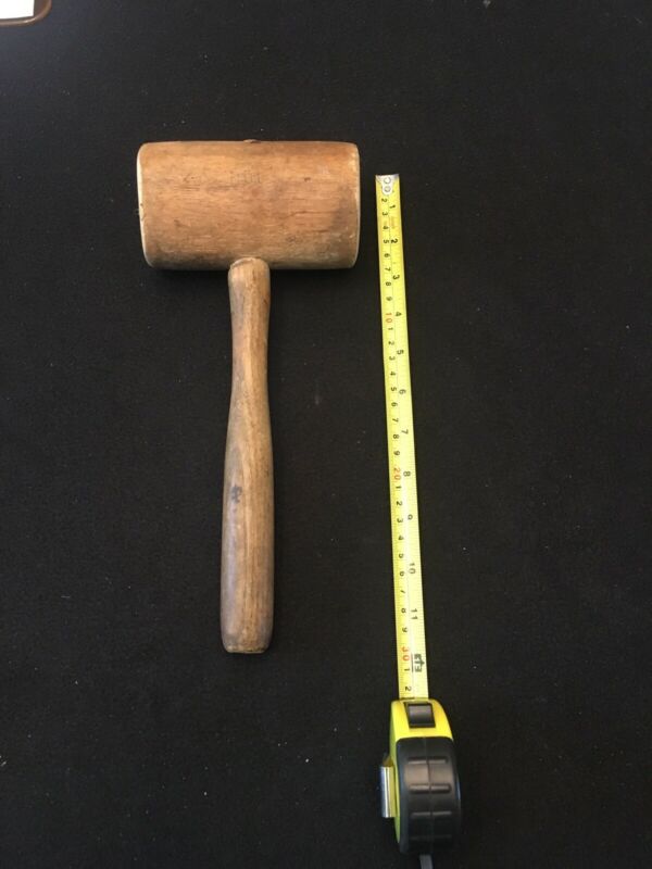 STOSSEL CARPENTER TOOL WOOD MALLET ANTIQUE WOODEN BARREL HAMMER VINTAGE