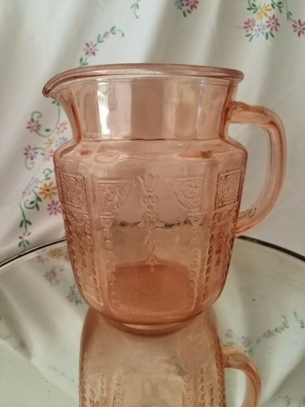 Vintage Anchor Hocking Princess Pink Depression Glass Pitcher 6" Tall