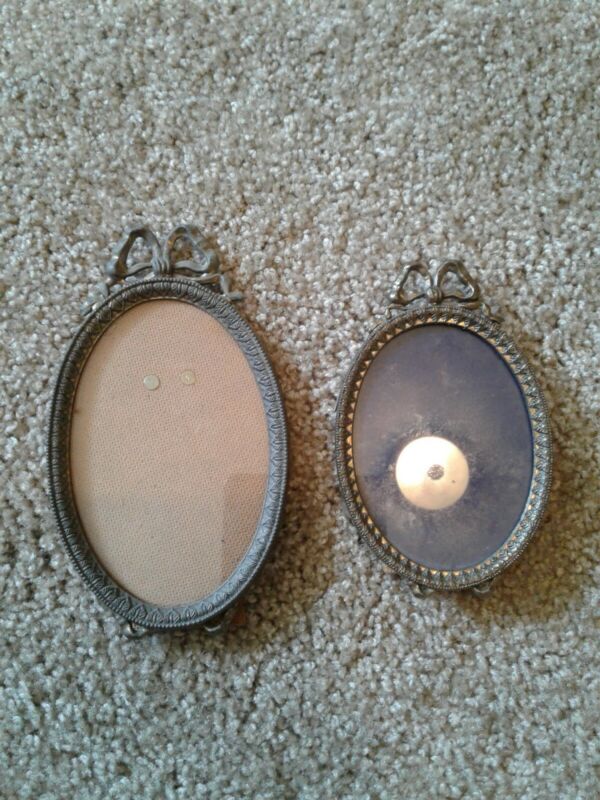 Vintage Small Oval picture frames Glass Picture Photo Frame Easel