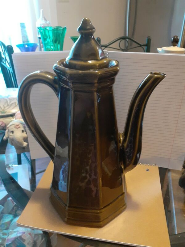 Vintage Spanish Teapot Octagon Green Pfaltzgraff Porcelain by Leon