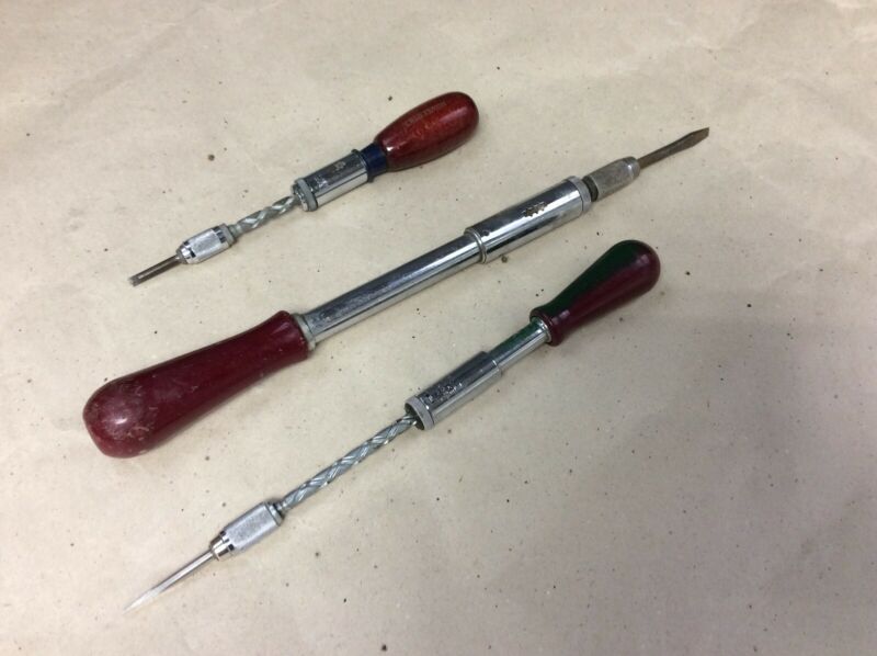 LOT Vtg. Spiral Ratchet Screwdrivers North Bros, Stanley, Craftsman W