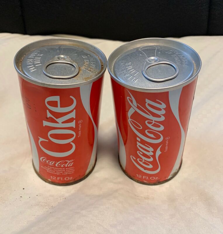 1970â€™s CokeCoca Cola Vintage Steel Pop Can 12 oz Full of Soda, and