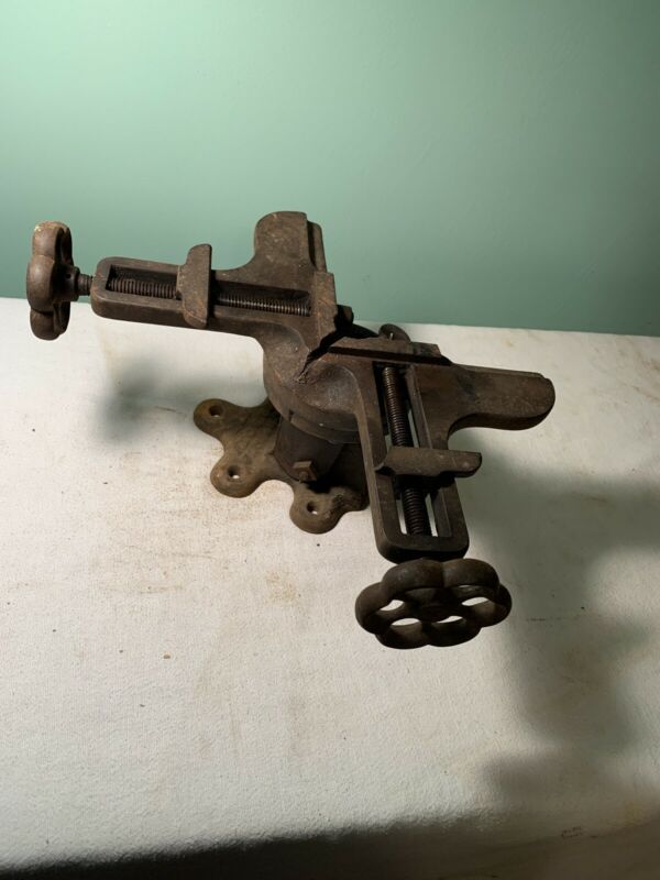 Vintage Miter Corner Vise Clamp Picture Framing Cast Iron Swivel
