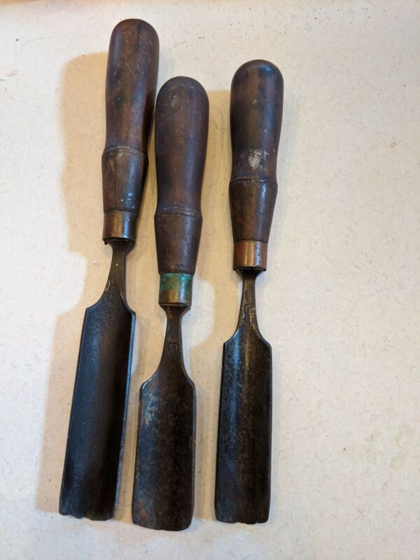 Vintage Set of 3 GOLDENBERG Carpenter Woodworking Chisel Gouge Tool ...