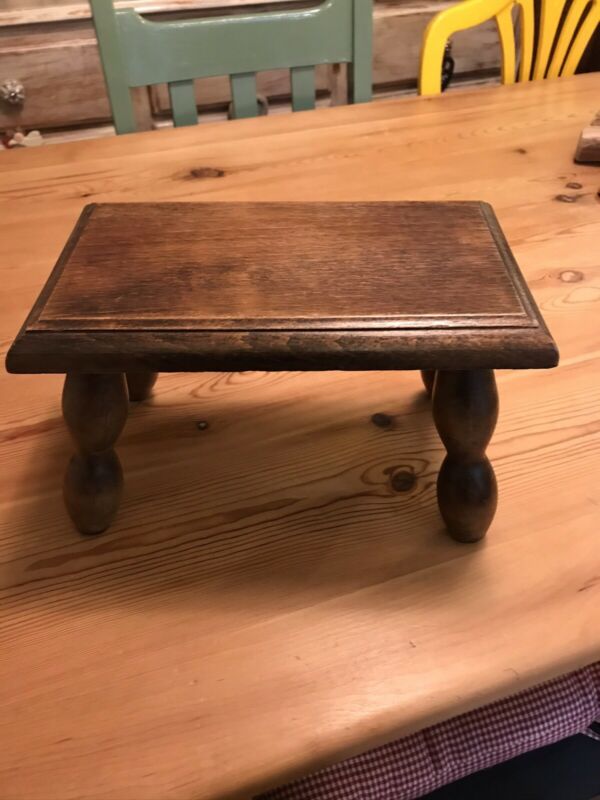 OAK Foot Stool 4 Legged FRENCH VINTAGE SPINDLE LEGS pot plant stand