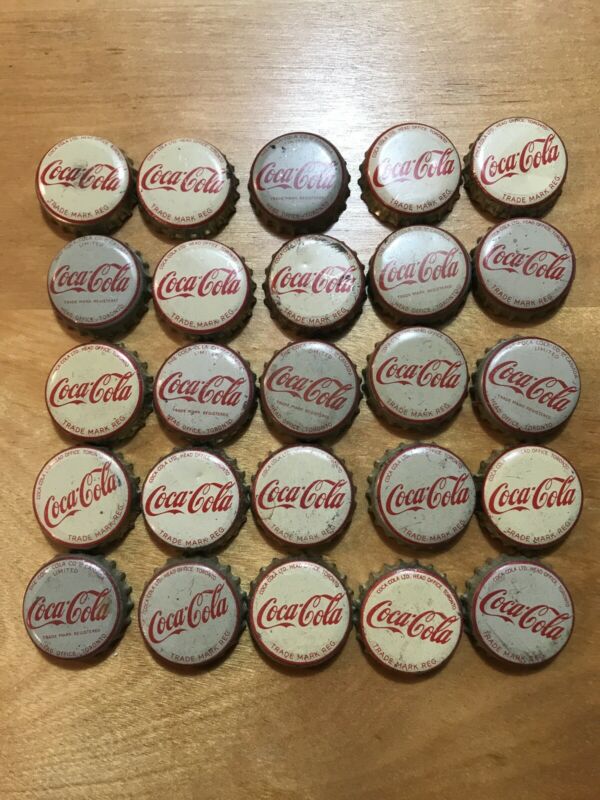 Coca Cola 25 Vintage Bottle Caps Toronto Canada Cork Lined Antique