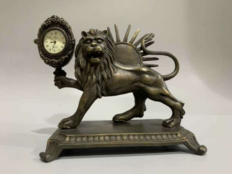 Collectible Exquisite Brass Handmade lion Mechanical Clocks 70006