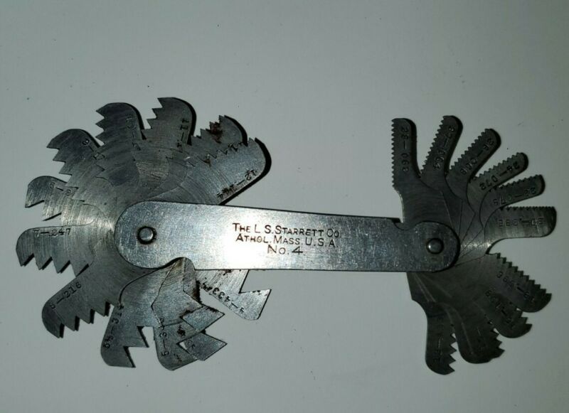 Vintage L.S. Starrett No. 4 Screw Thread Pitch Gauge Gage Machinist