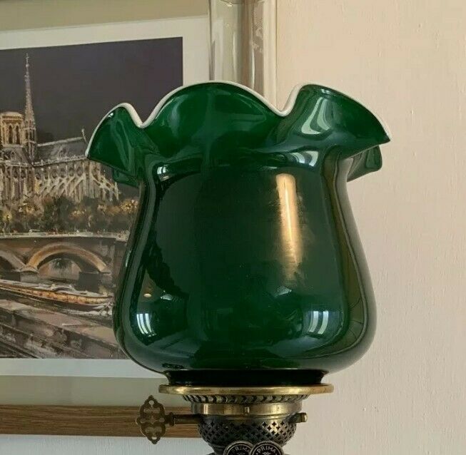 Racing Green Oil Lamp Glass Shade Antique Price Guide Details Page