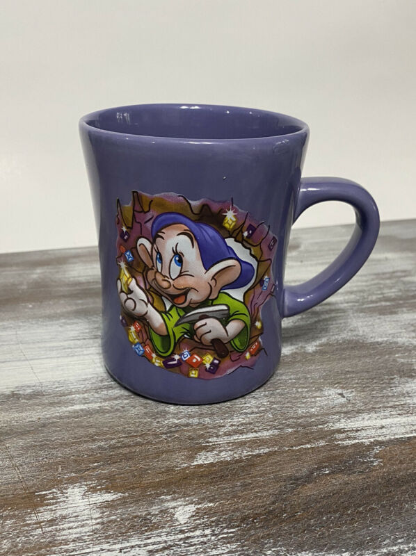 Disney Store Dopey Coffee Tea Mug Snow White & Seven Dwarfs 3-D Purple ...