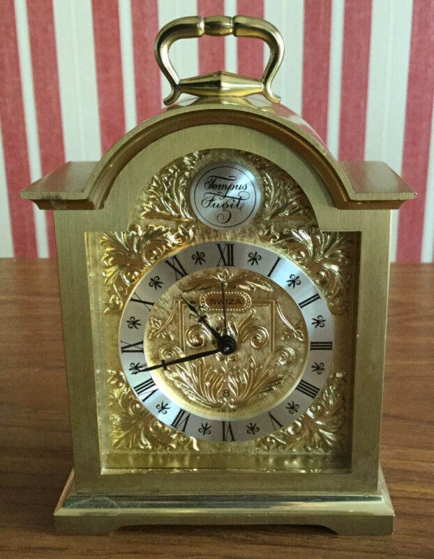Vintage Tempus Fugit Brass Wind-up Carriage/Alarm Clock. -- Antique ...